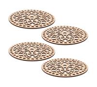 Ipetboom Basi in Legno Rotonde per Cestini all’Uncinetto 4 Pezzi Fondo Intagliato Cavo Base Stabile per Borse Fai da Te e Sottobicchieri in Legno Accessori Artigianali per Lavori