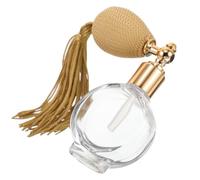 Ipetboom Bottiglia Spray Ricaricabile Vintage in Vetro Con Pompa Atomizzatore E Nappa Dorata Bottiglia Compatta Per Profumo E Polvere Da Viaggio Multifunzione 3.27X2.99X0.67In