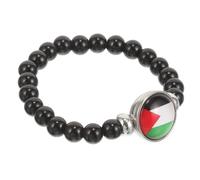 Ipetboom Bracciale di bandiera braccialetto di perline braccialetti dell'orgoglio piccolo patriottico massa Paese braccialetto decorativo della Palestina bracciale bandiera Bicchiere Nero