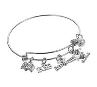 Ipetboom Bracciale per scorrimento certificato lascia chiave College Braccialetti di Charms regali Gioielli di laurea braccialetto di laurea regolabile Acciaio inossidabile