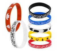 Ipetboom Braccialetti in Silicone Multifunzione da 7 Pezzi, Cinturini Elastici da Festa Tema Western Cowboy, Fasce da Polso Unisex per Eventi e Decorazioni Divertenti