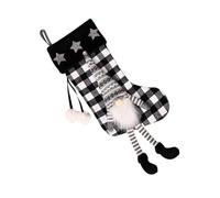 Ipetboom Calzino di Natale Scozzese Nero e Bianco 1 Pz Borsa Natalizia per Regali e Dolci da Appendere per Decorazioni Feste Vigilia Natale