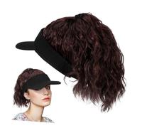 Ipetboom Cappellino da Baseball con Parrucca Coda Alta Riccia Ondulata Donna Extension Capelli Sintetici Design Sicuro e Resistente per Uso Quotidiano Feste e Halloween Marrone Scuro