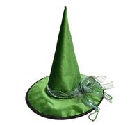 Ipetboom Cappello da Strega Verde per Festa di Halloween Tessuto Resistente e Filo D'acciaio, Design Appuntito Alto Comodo e Riutilizzabile per Uomo e Adolescente