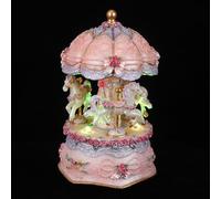 Ipetboom Carillon Giostra con Statuetta Rotante Cavalli con Luci LED Colorate per Compleanno Festa o Decorazione Musicale Senza Batteria