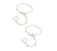 Ipetboom Cavigliera da Sposa alla Moda Perle Simulate e Pietre Decorative Set da 2 Pezzi Leggeri e Delicati sulla Pelle Accessorio Elegante per Feste in Spiaggia Matrimoni e Cerimonie