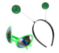 Ipetboom Cerchietto Costume Set con Occhiali Verde e Fascia per Halloween Accessori Party Favors per e Ragazza Decorazione Fotografica Divertente e Originale