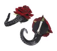 Ipetboom Clip Capelli Gothic Lolita Con Corna Di Pecora Nere e Rosa Accessori Leggeri Per Halloween Feste Tema e Servizi Fotografici Da Eleganti e Misteriosi