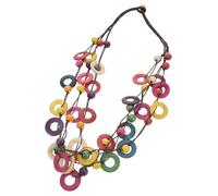 Ipetboom Collana Bohemia Intrecciata Guscio Di Cocco Colorata Artigianale Pendente Vintage Rotonde Multistrato Per Donna e Ragazza Regalo Di Compleanno