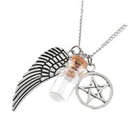 Ipetboom Collana di Natale Ciondolo Bottiglia di Sale in Vetro Collana dei Desideri Creativa Stella a Cinque Punte e Piume d’Angelo Regalo Speciale per Compleanni e Festa della Mamma