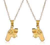 Ipetboom Collana per Coppie in Acciaio Inox Oro Ciondolo Controller di Gioco Catena Regolabile Unisex Gioiello Simbolico per Amici Fidanzati e Incontri Regalo per Amicizia e Relazione