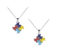 Ipetboom Collana Puzzle Facile da Indossare la Consapevolezza Dell'autismo 2 Pezzi in Lega, Regalo di Compleanno Finitura Brillante e Lavorazione Fine