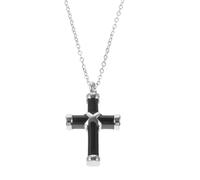 Ipetboom Collana Urna le Ceneri in Metallo Inossidabile con Pendente a Croce Nero, Design Unico e Chic, Funzionale per Conservare Peli o Ceneri, Ricordo per Amici e Animali