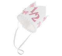 Ipetboom Corona per Compleanno Ragazzo Ragazza 6 Mesi Fiocco Rosa e Glitter, Tiara per Shower e Mezzo Compleanno, Accessorio Fotografico e Copricapo Leggero per Festa Piccoli