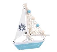 Ipetboom Decorativo Barca Vela Centrotavola con Stella Marina Bianca e Base Azzurra Soprammobile al Mare e Arredamento