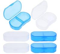 Ipetboom Dispenser per Compresse in Plastica 6 Pezzi Portapillole Piccoli 2 Scomparti, Organizer per Vitamine da Viaggio e Casa, Custodia Sigillata Portatile