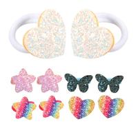 Ipetboom Elastici Per Chioma Per Bambina Set 5 Paia Elastici Glitterati a Forma Di Cuore Stella Farfalla Colorati Flessibili Per Chioma Medi Feste Viaggi Scuola
