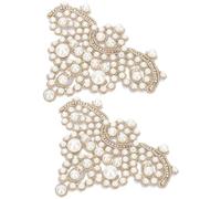 Ipetboom Eleganti Patch per Scarpe con Perle 10x12,5cm, Decorazione DIY in Cotone Morbido e Perla, Accessori Fai da Te per Scarpe, Borse e Abbigliamento, Set da 1 Coppia