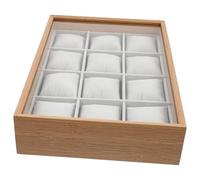 Ipetboom Espositore per Orologi in Legno con 12 Scomparti e Coperchio in Vetro, Vassoio Espositivo Rivestito in Velluto per Conservazione e Organizzazione Gioielli, Custodia Portaoggetti