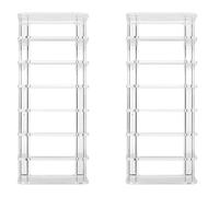 Ipetboom Espositore Trucco in Acrilico Trasparente 2 Pezzi 7 Scomparti Multiuso Organizer Cosmetici da Tavolo per Ombretti e Polveri Leggero e Stile Semplice