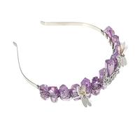 Ipetboom fascia da sposa rosa copricapo floreale Cesto per la sposa sirena vestito puntello della di cristallo tiara con di cristallo per ragazza filo di rame Viola,porpora