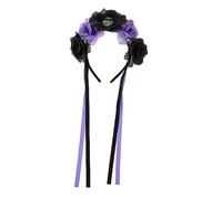 Ipetboom Fascia Del Cranio Fascia Da Sposa Floreale Di Halloween Costumi Gotico Maschera Fascia Per Fiore Di Halloween Copricapo Di Teschio Rosa Signora Vestito Viola,porpora Stoffa