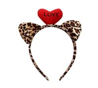 Ipetboom Fascia Per Accessori Per Fasce Cerchietti a Forma Di Cuore Fasce Di Peluche Fasce Per Orecchie Da Coniglio Fascia D'amore Di San Leopard Plastica