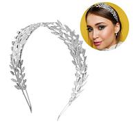 Ipetboom Fascia Per Con Foglie Di Dea Di Foglie In Lega Pezzo Per Boho Da Sposa Accessori Per Delicati Per Donne Da Sposa (Argento)