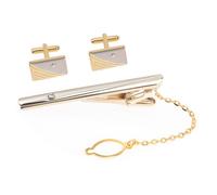 Ipetboom Fermacravatta e Gemelli Da Uomo Strass, Lega Leggera e Resistente, 6.00x1.70x0.50cm, Design Elegante Per Eventi e Ufficio