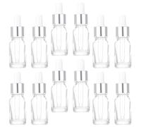 Ipetboom Flaconi Contagocce in Vetro 5 Ml Trasparenti Set da 12 Tappo a Vite Bianco e Anello Argento, Bottigliette Ricaricabili per Oli Essenziali, Confezione da Viaggio per Aromaterapia