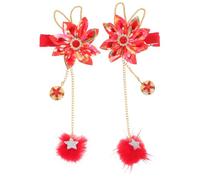 Ipetboom Forcine per Capelli Fiore Rosso e Nappe Pendenti Stile Antico Cinese per Hanfu e Abiti Tradizionali Leggero e Robusto e Adatto per Bambine e Ragazze Tutte le Età