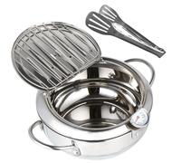 Ipetboom Friggitrice in 20 CM con Controllabile e Termometro Pentola per Friggere Tempura Giapponese Padella e Resistente per Fornelli e Induzione per Pesce Pollo e Patatine