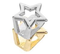 Ipetboom Griglie per Denti Hip Hop in Metallo a Forma di Stella Set 2 Pezzi Oro e Argento Accessori per Rapper per Feste e Nightlife