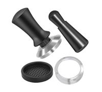 Ipetboom Kit Accessori per Espresso con Dosatore in Inox Anello Dosatore con Scala Integrata Ago Distribuzione e Rimestatore Nero Compatibile Macchine Espresso Standard