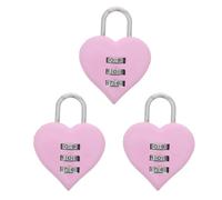Ipetboom Lucchetto a Combinazione Ripristinabile a Forma di Cuore in Metallo, Set da 3 Mini Lucchetti per Bagagli e Diari, Sicurezza senza Chiave per Valigie, Zaini e Scatole