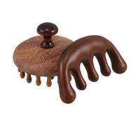 Ipetboom Massaggiatore la Testa in Legno Massello 2 Pezzi con Pettine Massaggiatore a 5 Punte e Pettine Districante a Denti Arrotondati, Portatile per Massaggio e Scrub Corpo,