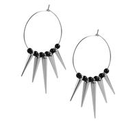 Ipetboom Orecchini Grandi Cerchio da Donna in Inossidabile Stile Hip-hop Punk con Rivetti Minimalisti e Pendenti Accessorio per Look Deciso