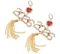 Ipetboom Orecchini Pendenti Strass a Cuore e Ciondolo Nappa Bohémien, Leggeri e Luminosi, Accessori Donna per Feste di Capodanno e Occasioni Speciali