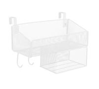 Ipetboom Organizer da Comodino Sospeso in Metallo Bianco con Porta Fazzoletti e 27 Ganci Mensola Portaoggetti per Dormitori Universitari e Letto a Castello Cestino da Appendere per