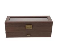 Ipetboom Organizer in Grana Elegante Separato per Design in e per Gioielli Portatile Scatola Legno Doppio Strato 6 Scomparti Compatta Orologi per Viaggi D'affari
