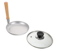 Ipetboom Padella Piccola Antiaderente per Frittata Giapponese Tamagoyaki Manico Verticale e Coperchio in Vetro, Strumento di Cottura Multifunzionale per Uova Morbide, per Cucina a Gas