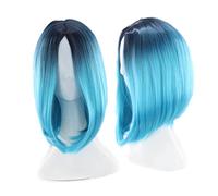 Ipetboom Parrucca Caschetto Da Donna Sintetica Blu Sfumato, Bob Corto Dritto in Pizzo Ad Alta Temperatura, Morbida e Traspirante Per Cosplay, Feste e Uso Quotidiano