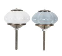 Ipetboom Pomelli per Cassetti in Ceramica Bianca e Azzurra Maniglie per Porte di Armadi e Mobili da Cucina Set da 2 Pezzi per Armadi Scarpiere e Cassettiere Resistenti e Facili da