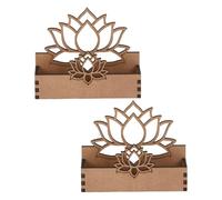 Ipetboom Porta Biglietti da Visita da Scrivania in Legno a Forma di Fiore di Loto Set da 2 Pezzi Organizer per Cartoline e Portaoggetti Decorativo per Ufficio e Spazi di Lavoro