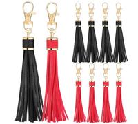 Ipetboom Portachiavi Nappa in Similpelle Morbida, Ciondoli per Borse Anello per Aggancio, Set da 10 Pezzi (nero e Rosso), Accessori Decorativi per Borsa e Zaino, per Regali e Inaugurazioni