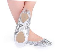 Ipetboom Scarpe da Ballo con Paillettes Antiscivolo per Danza Latina Uomo Donna Suola Tonda Resistente Argento Brillante per Balletto Ginnastica e Balli Moderni