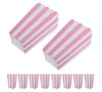 Ipetboom Scatole per Popcorn Piccole in Carta a Righe Rosa, Secchielli Carta Resistenti All’olio per Feste e Serate Cinema, Porta Snack Versatile e Compatto Set da 24 Pezzi