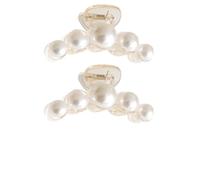 Ipetboom Set 2 Pezzi Mollettoni Chioma Donna Perle Finte Beige, Fermagli Creativi e Comodi per Acconciature Eleganti e Feste