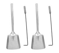 Ipetboom Set 4 Pezzi Attrezzi per Caminetto in Ferro Resistente al Calore Paletta per Cenere e Attizzatoio per Braciere con Pinze per Riscaldamento a Legna Interni ed Esterni Accessori