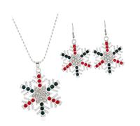 Ipetboom Set Collana e Orecchini da Donna Pendente a Fiocco di Neve, Gioielli Natalizi Eleganti per Feste e Matrimoni, Accessori per Orecchie Raffinati Design Luminoso e Delicato